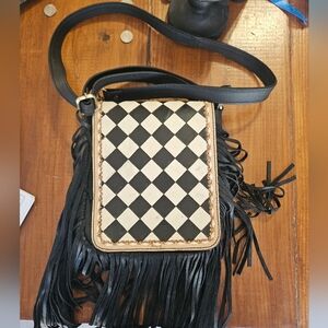 American Vintage Checkered Black and White Crossbody Bag